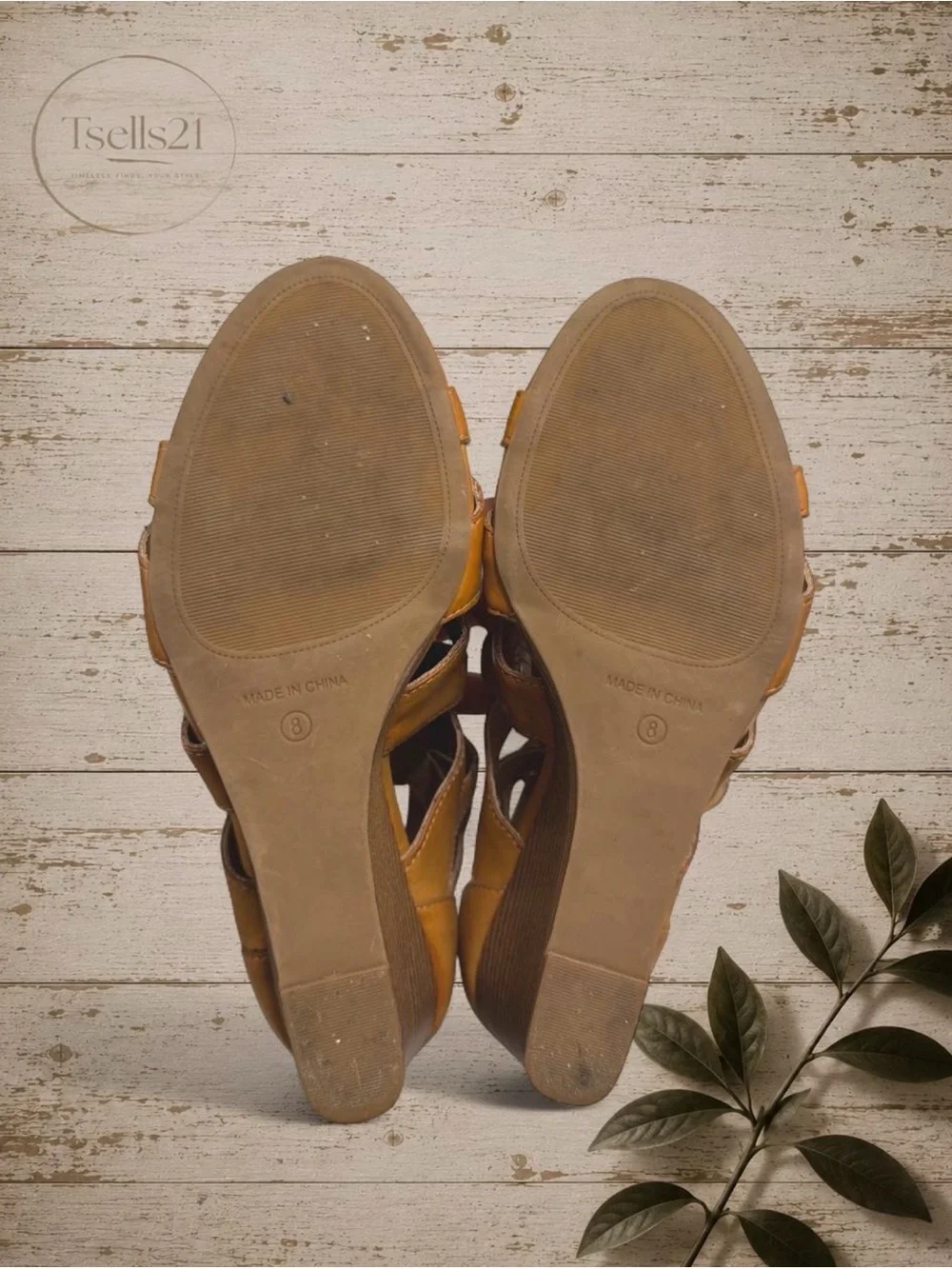 American Rag Tan Lace-Up Wedge Sandals - Size 8